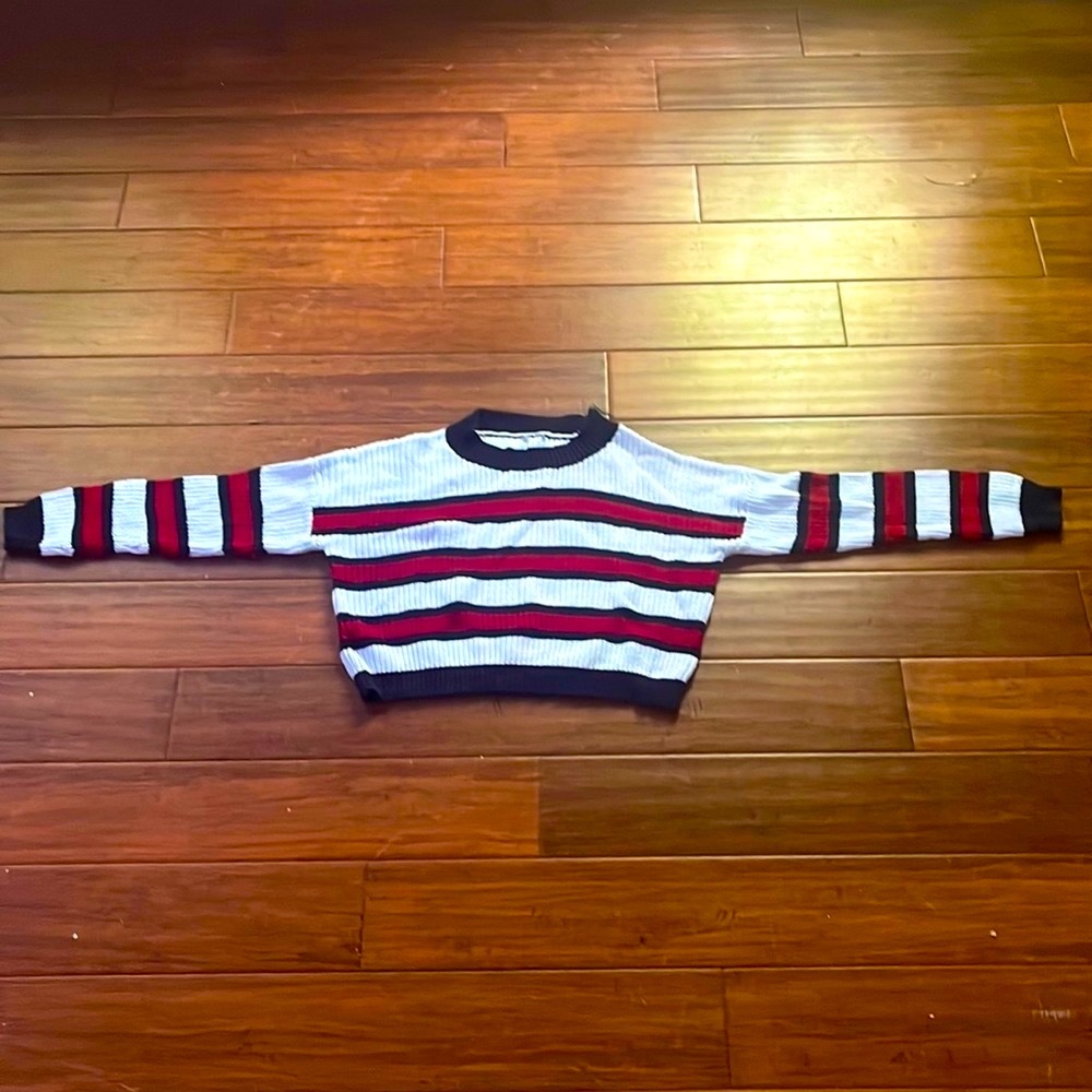 Cropped Red, White, and Blue Garage Sweater, Size M